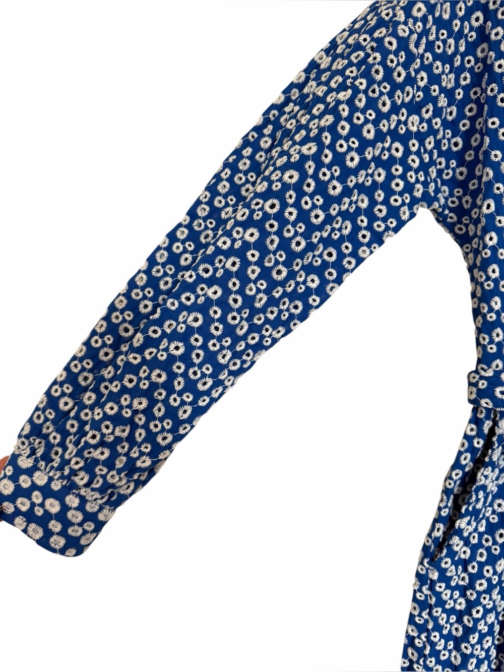 Nocturne brand Blue Button-Up Belted Eyelet Jumpsuit size 38 (US 8) - Picture 5 of 15